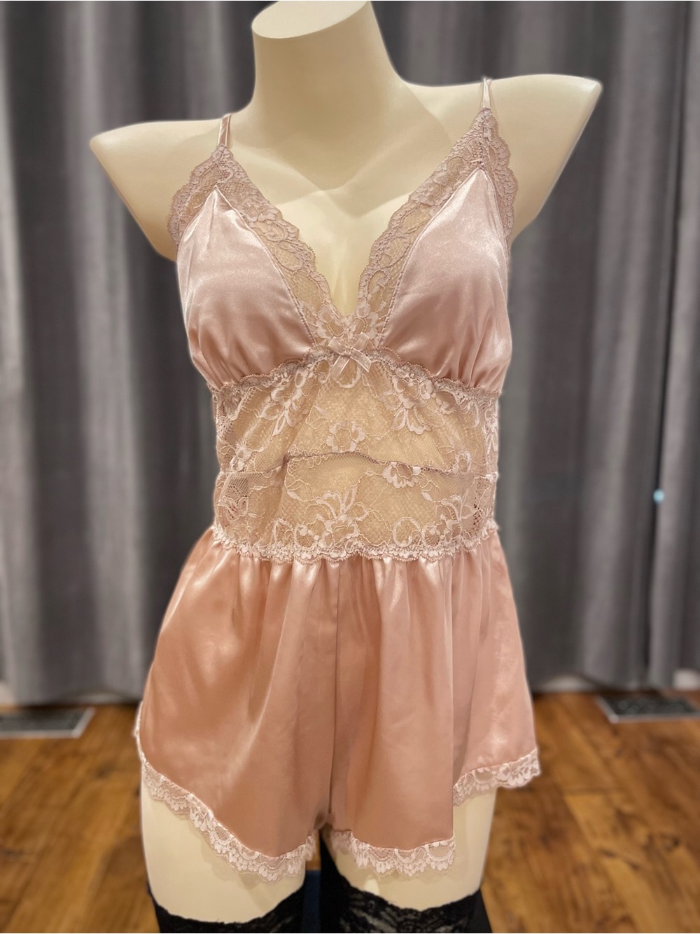 Vintage satin Teddy romper playsuit